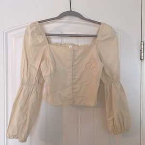 Cream cropped blouse. Size small. Worn once.
